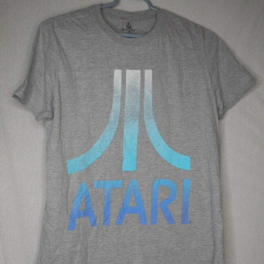 Blue Grey Atari  T-Shirt Short Sleeve Retro Gaming